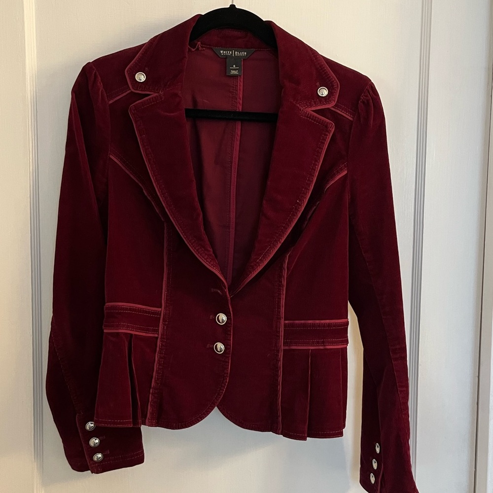 WHBM blazer size 6. Velvety corduroy fabric. Deep wine color.